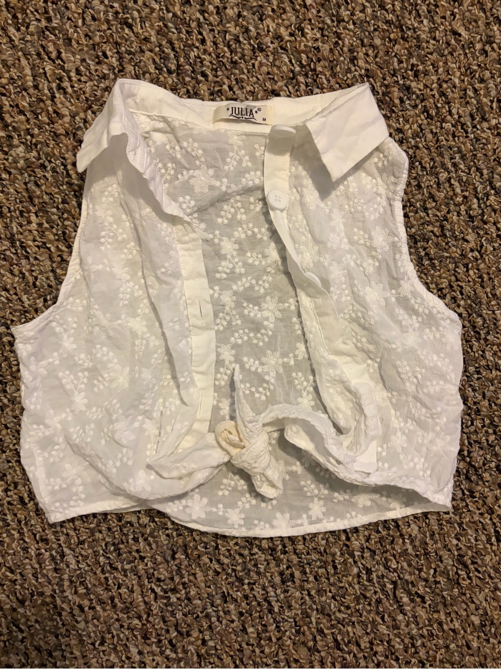 Julia White Lace Tie-Front Sleeveless Camisole